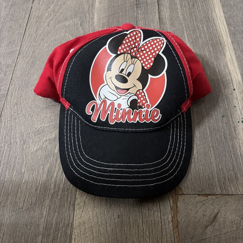 Disney Minnie Mouse Baseball Cap Hat Kids Black Red One Size Curved Brim Casual